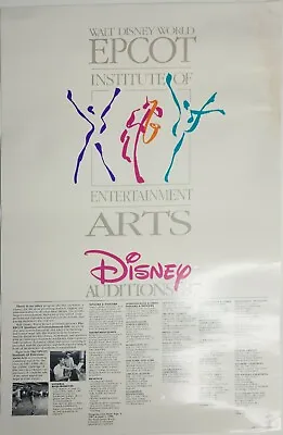 Disney World Rare Vintage 1987 Epcot Entertainment Arts Casting Audition Poster • $49.95