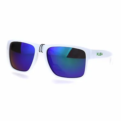Mens White Kush Color Mirror Rectangular Sport Gangster Sunglasses • $9.95