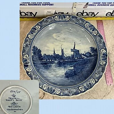 ROYAL DELFT BLUE & White Holland Handpainted Plate NUMBERED Collectors Platter • $253.79