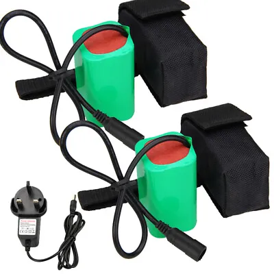 20000/16000 MAh 8.4V Rechargeable Battery Pack Pouch For Bike  Light Head Lamp • £22.79