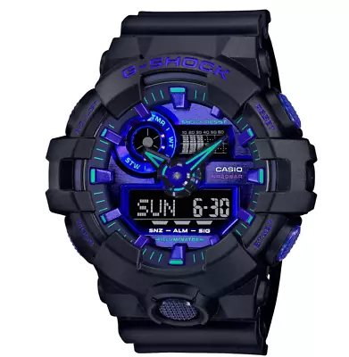 Casio G-Shock Analog Digital Shock Resistant Black/Blue Violet Watch GA700VB-1A • $99.99