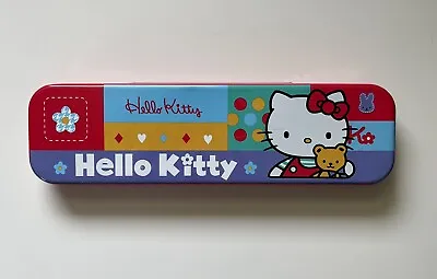 Vintage Sanrio Hello Kitty Tin Metal Pencil Case Organizer No Liner 1997 JAPAN • $24.98