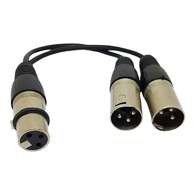 XLR Splitter Adapter Socket To 2 X XLR Plug Cable Lead  25cm 0.25m Male Feamle • £5.89