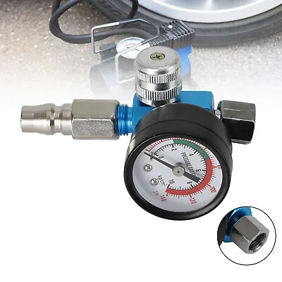 Blue Mini Air Regulator Valve Tool 1/4  Pressure Switch Gauge For Paint Gun • $12