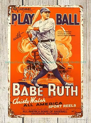 BABE RUTH Baseball Metal Tin Sign New Home Decoration • $18.98