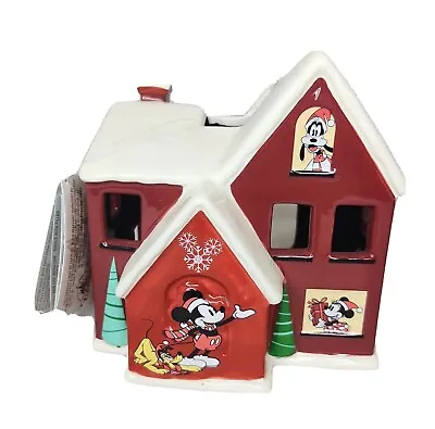 Disney Store Mickey Mouse Minnie Ceramic Christmas Village House Candle Holder • $115