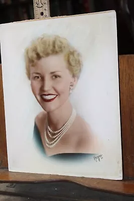 Vintage 1951 Photo Hand Colored Pretty Lady Woman • $10