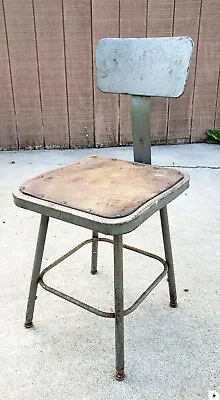 Vintage Industrial Stool Chair Mid Century Modern Steampunk Metal Shop Kitchen • $99.95