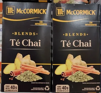 2X McCORMICK TE CHAI TEA  - 2 BOXES 20 TEA BAGS EACH - FREE SHIPPING  • $14.99