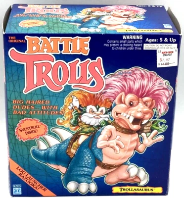 £50.47 • Buy BATTLE TROLLS 1992 Hasbro Yellow Hair Trollasaurus W/ Orange Hair Sventroll NIB
