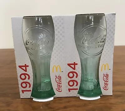 2 Coca Cola McDonalds 1994 Design Green Glasses • $23