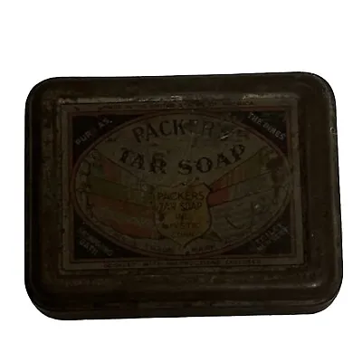 Vintage Packer's Healing Tar Soap Tin Metal Box Advertising Collectible • $6.88