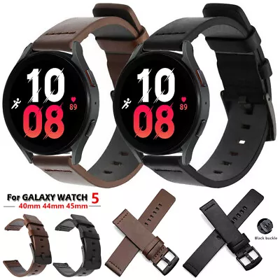 Leather Strap Band For Samsung Galaxy Watch 5 Pro 45mm 4 Classic 42 46 40 44mm • $13.61