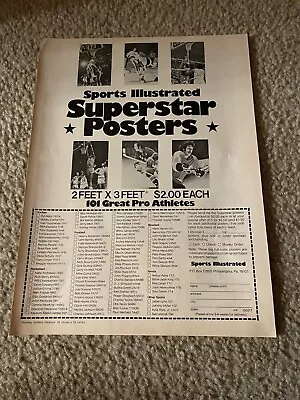 Vintage SPORTS ILLUSTRATED POSTER Print Ad 1970s BOBBY ORR JULIUS ERVING R. J • $7.99