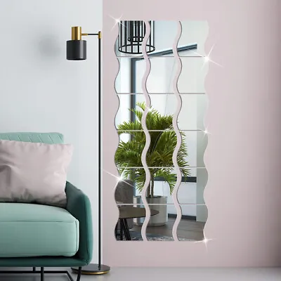 6-18PCS 3D Mirror Tiles Wall Stickers Self Adhesive Stick On Home Art Mosaic UK • £4.49
