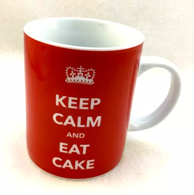 Keep Calm And Eat Cake Mug Red Porcelain Soho Loft • £14.48