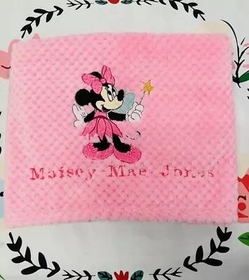 Minnie Mouse & Mickey Mouse Personalised Embroidered Baby Blanket • £20