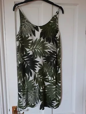 £5 • Buy Topshop Cami Shift Dress Green/white Palm Leaf Tropical Jungle Size 10 