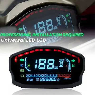 Universal Motorcycle LCD Digital Backlight Odometer Speedometer Tachometer Gauge • $44.99