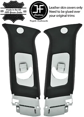 Black & Black 2x Upper B Pillar Leather Covers Fits Mitsubishi Lancer Evo 10 X • £158.41