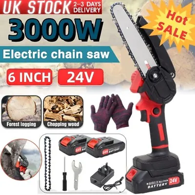 6 Inch Electric Chainsaw Powerful Garden Cutting Tools Handheld Pruning Chainsaw • £32.59