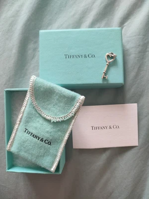 £190 • Buy Tiffany's Heart Key Pendant And Chain Necklace Silver With Boxes, Pouches,cards