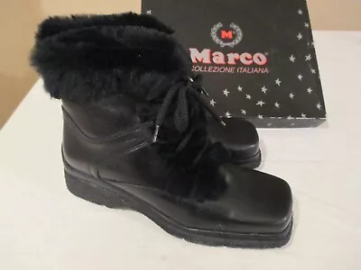 NEW! MARCO Vera Gomma Wool Lined Women's Boots ~ Sz 37 EU 6.5-7 Black Leather  • $62.50