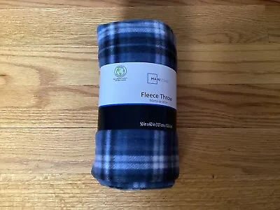 BRAND NEW Mainstays Fleece Plush Standard Throw Blanket 50  X 60  Blue Plaid • $13.98