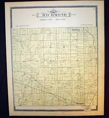 Richmond Township Antique Plat Map 1895 Macomb County Michigan • $32.50