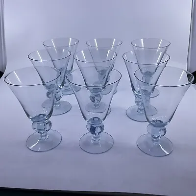 Set Of 9 Seneca Glass Ingrid Blue Hand Blown Crystal 9 Oz Water Goblets • $63