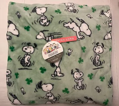 NWT Peanuts Snoopy  St. Patricks Day Shamrock 60x70  Plush Throw Blanket Soft • $34.95
