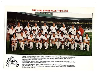 Original 1980 Evansville Triplets  7x10 Team Photo  Baseball Mark Fidrych Tigers • $95