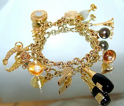 14K Gold Vintage Dolce Vita Gemstone Charm Bracelet • $2699