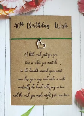 £2.85 • Buy 40th Birthday Wish Happy Birthday - Wish Bracelet With Charm