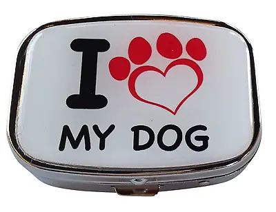 I Love My Dog Small Two Section Pocket Travel Compact Vitamin Pill Gift Box Case • $9.99