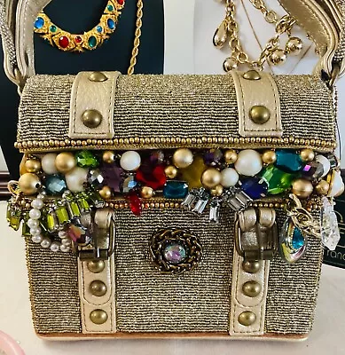 Mary Frances Secret Treasure Top Handle Beaded Gold Box Handbag Bag New W/Tags • $380