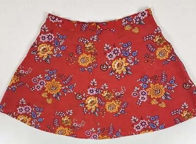 Tigerlily Womens Aline Flared Mini Skirt Size 12 Red Floral Zip Christmas Party • $12.99