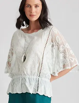 $17.07 • Buy Womens Katies Woven Embroidered Lace Top | Blouse Clothing Tops