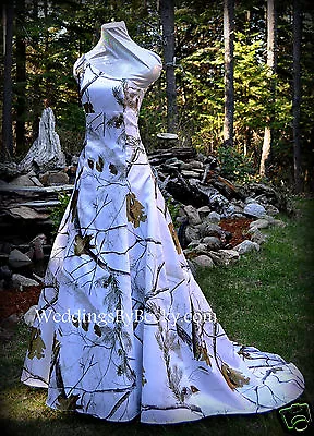 NEW Camo Wedding Gown/REALTREE Or MOSSY OAK SATIN - 'Abigail' MADE ONLY IN USA! • $515