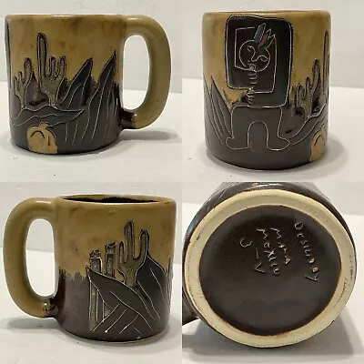 HANDCRAFTED MARA ART POTTERY COFFEE MUG Tea Cup CACTUS MEXICO Musician Music • $26