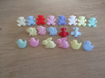 Novelty Buttons - Teddy Duck Elephant Rabbit Planes Choose- Colour & Amoungt • £1.99