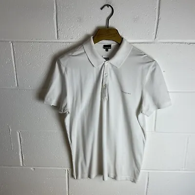£4.95 • Buy Calvin Klein Polo Shirt Mens Medium Graphic Print White Short Sleeve Y2K Cotton
