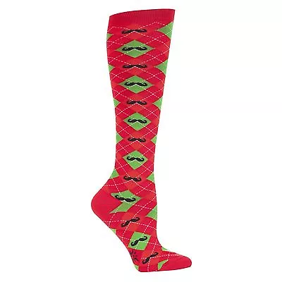 Nwt Sock It To Me Merry Mustache Knee High Socks Disc Golf Stylish New Holiday • $18