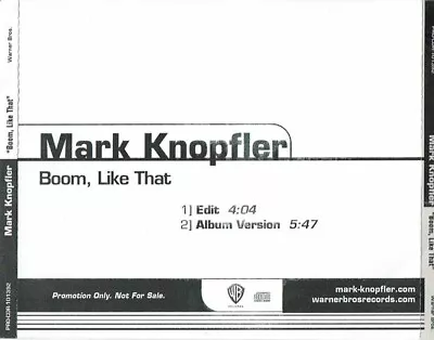 Mark Knopfler– Boom Like That (CD Single Promo) V.G + • $13.99