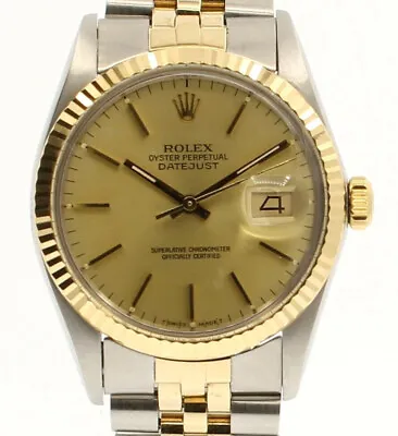$5500 • Buy Mens Vintage ROLEX Oyster Perpetual Datejust 36mm Stainless Steel And Gold 2Tone