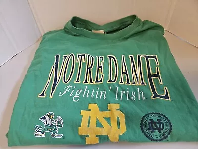 Vintage Notre Dame Fighting Irish Red Oak Size XL Green 100% Cotton  • $25