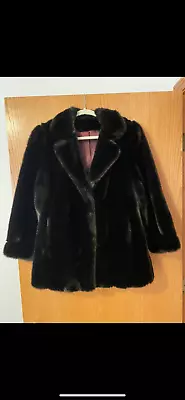 Vintage Tissavel France Faux Fur Coat Deep Chocolate Brown Med Mob Wife Style! • $25