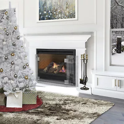 3-Panel Glass Freestanding Fireplace 47  Wide Tempered Glass Screen Side Handle • $124.95