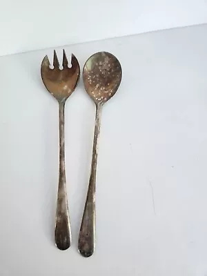 Vintage Antique Classic Silver Plated Italy Salad Serving Set Fork & Spoon 9.25” • $18.96