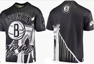 Brooklyn Nets Pro Standard X Black Pyramid Sublimated T-Shirt Mens Size 2XL • $39